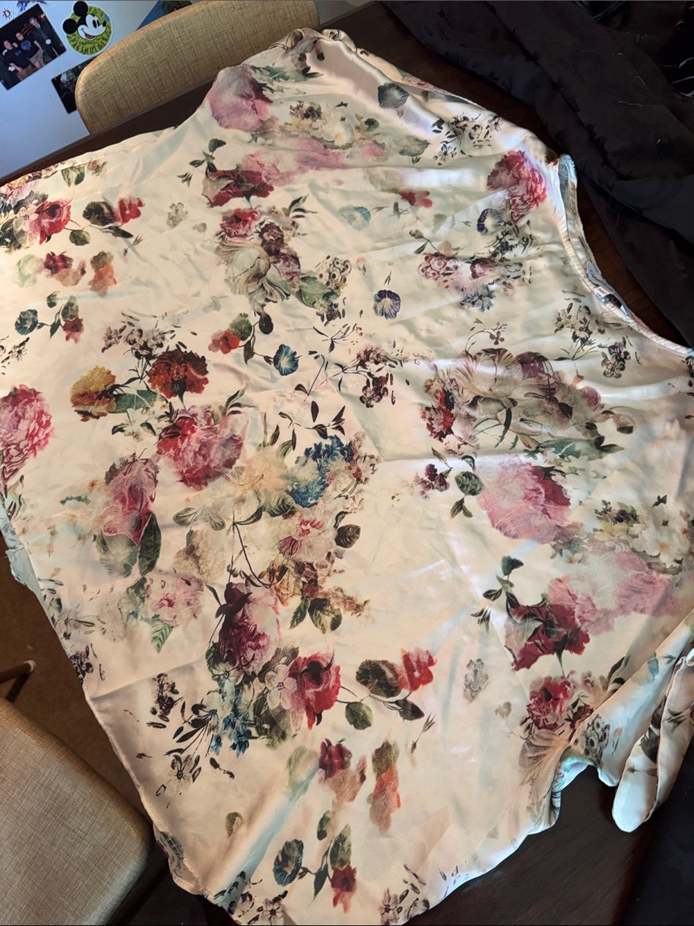 Floral Satin Women's Blouse - Pink Multi